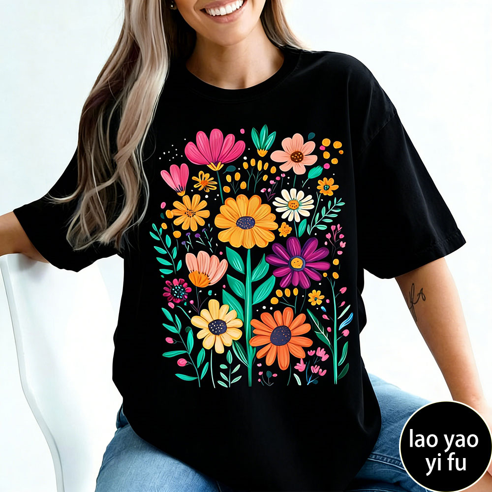 Summer Clothing Vibes - Boho Zomer Bloemen Dames T-shirt Retro