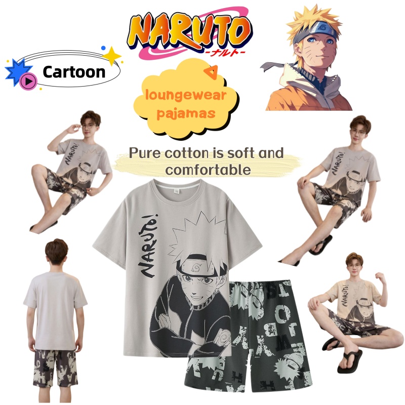 Summer Clothing Recommendations - Naruto anime-serie zomer katoenen herenpyjama met