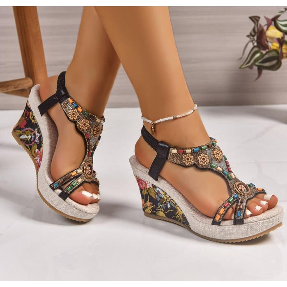 Summer Clothing Sale Women - Dames lederen zomermode wedge sandalen grote