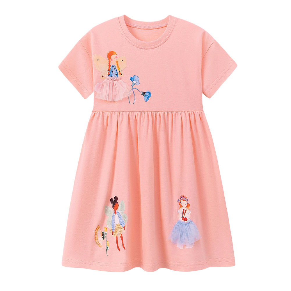 Summer Clothing Drawing - Zomerjurkjes met korte mouwen voor meisjes,