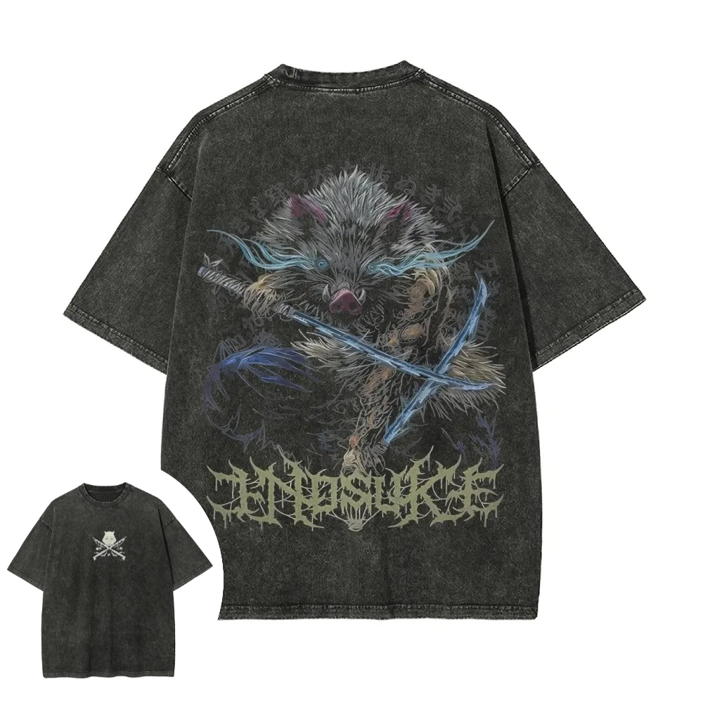 Summer Clothing Good Quality - Demon Slayer Heren Dames Gewassen T-shirt