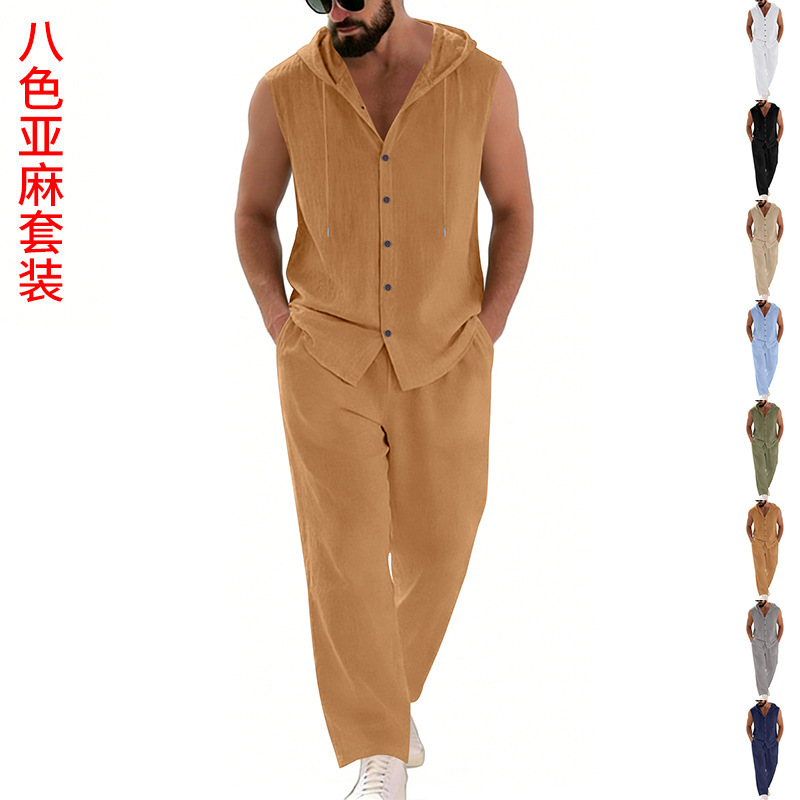Summer Outdoor Clothing - Casual linnen pak voor heren, trui