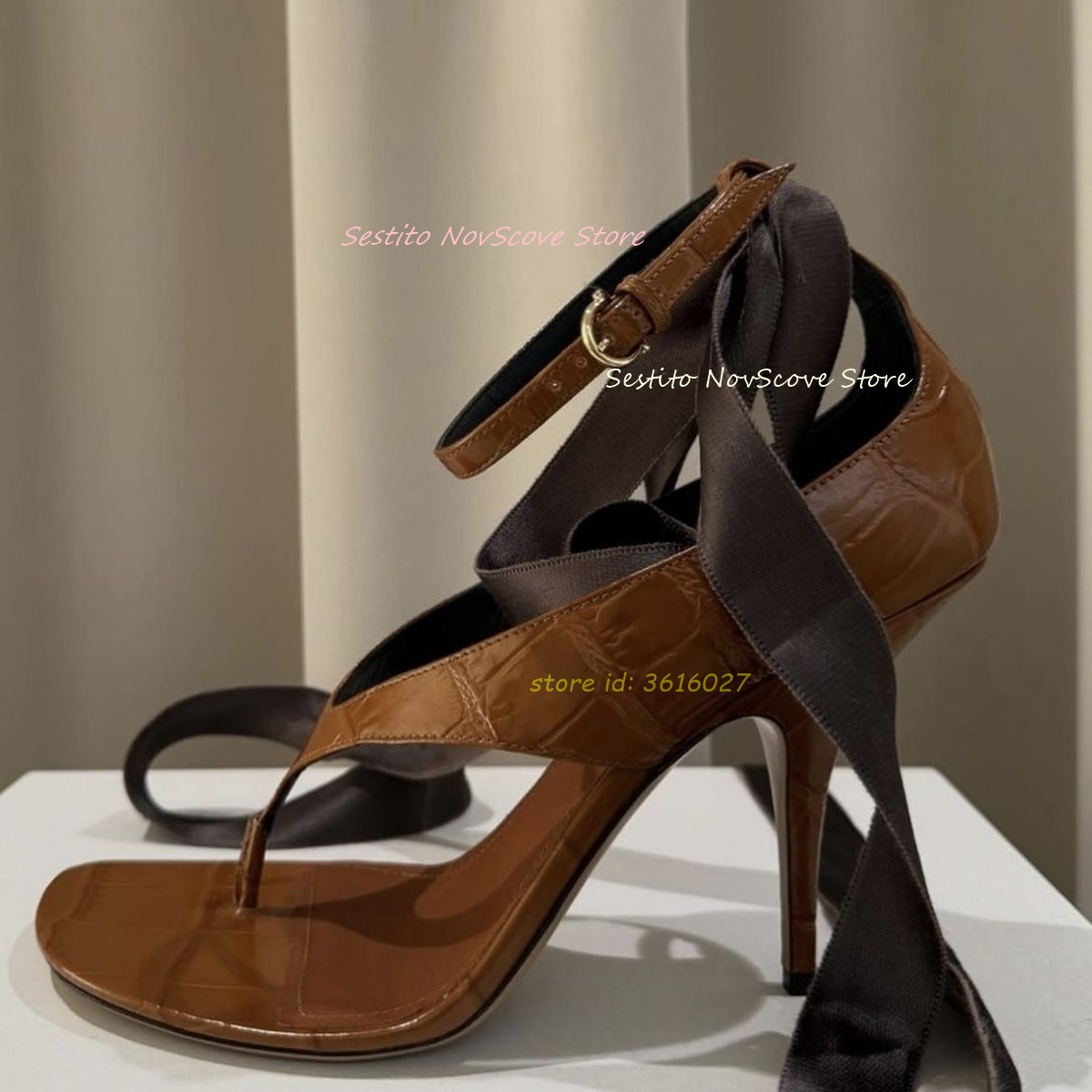Summer Clothing Sale Women - Bruine open teen sandalen met veters