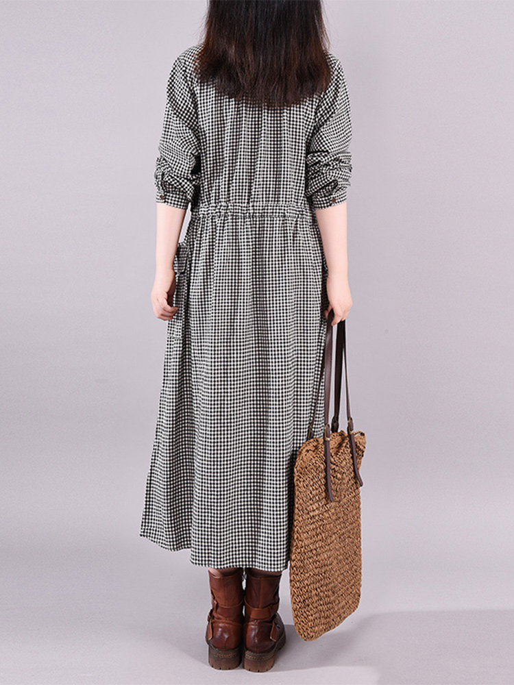 Mode vintage jurk geruite trek - Summer Clothing Drawing recensie en prijs